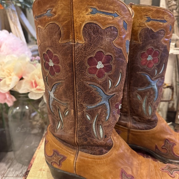 RARE OLD GRINGO GOLONDRITA INLAY BOOTS | COWBOY WESTERN | BUTTERCUP GOLONDRINA - Picture 5 of 15